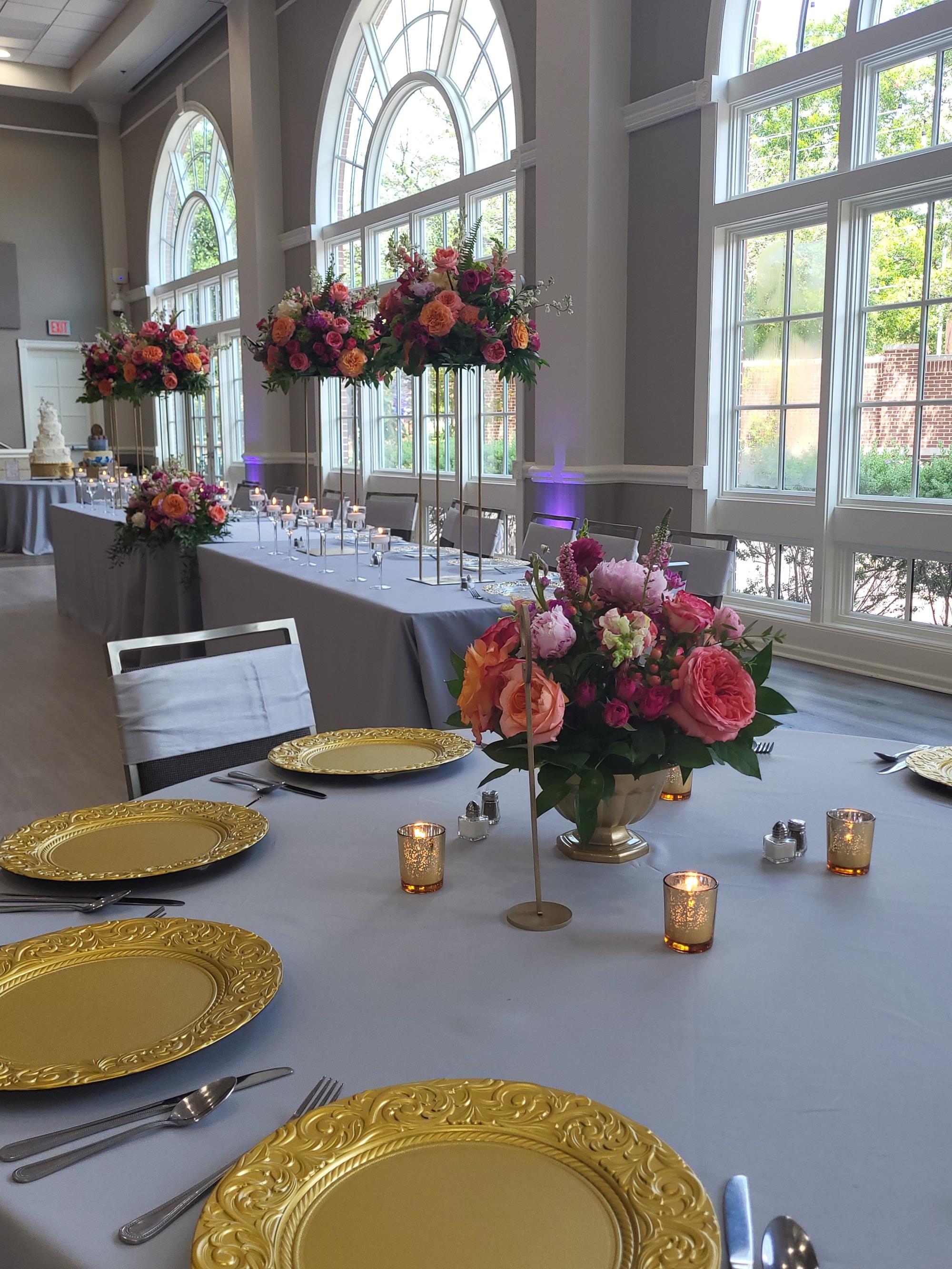 Window backdrop with head table