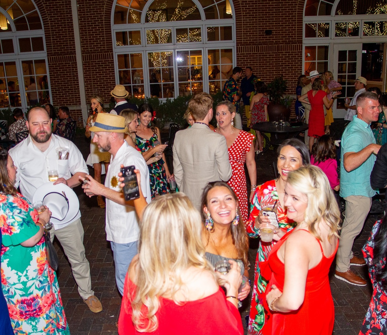 Party crowd in Bluebonnet Courtyard